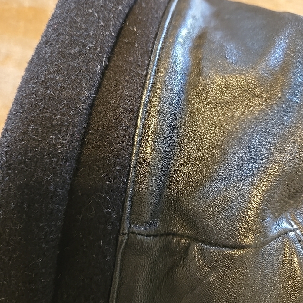 Black Leather Womens Bucket Hat Cotton Trim - Picture 14 of 16